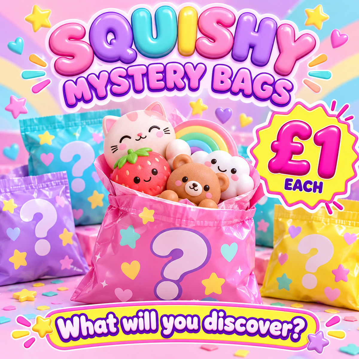 £1 SQUISHY BAG. - ONE SQUISHY INCLUDED