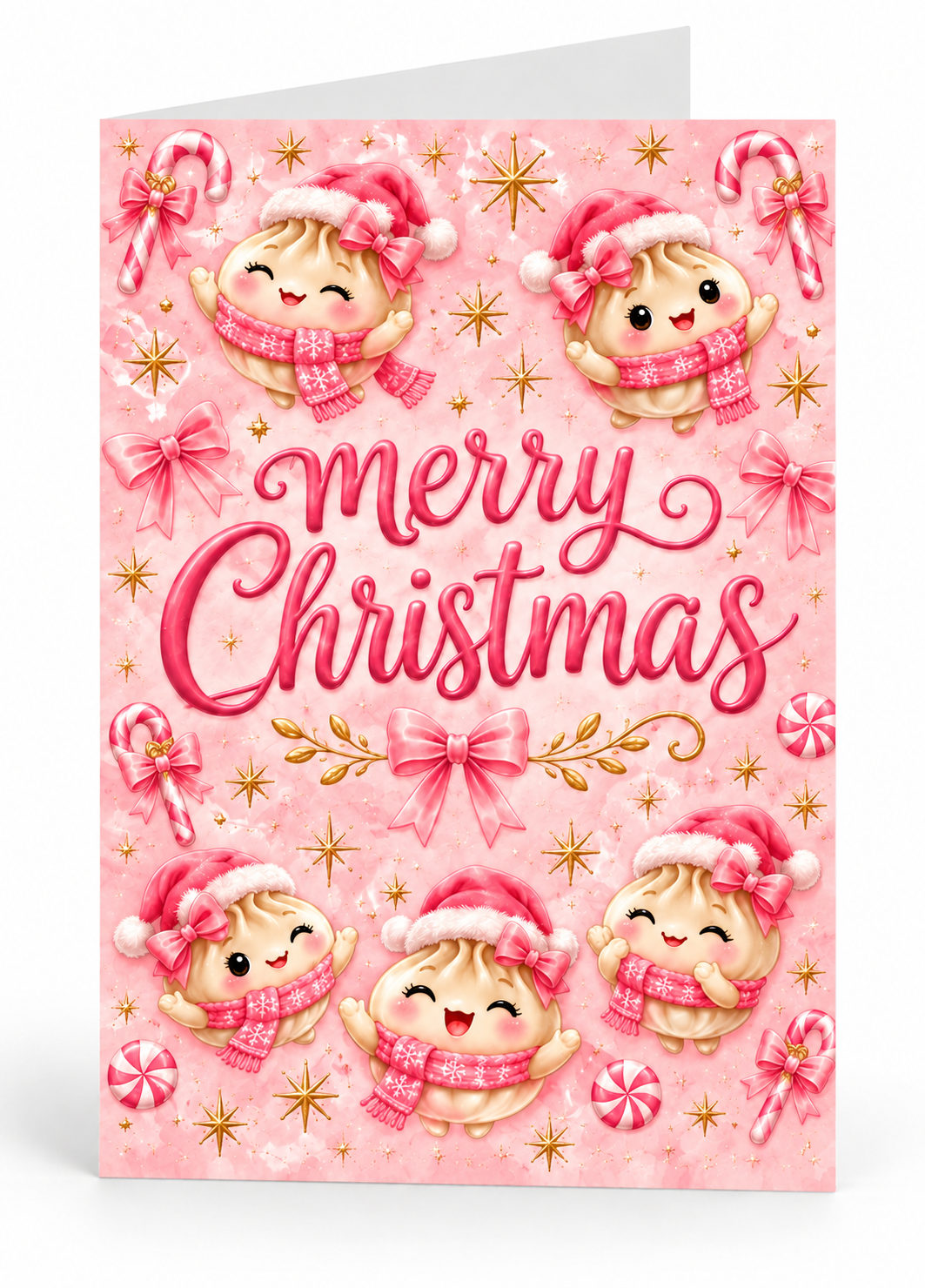 PINK DUMPLING MERRY CHRISTMAS CARD