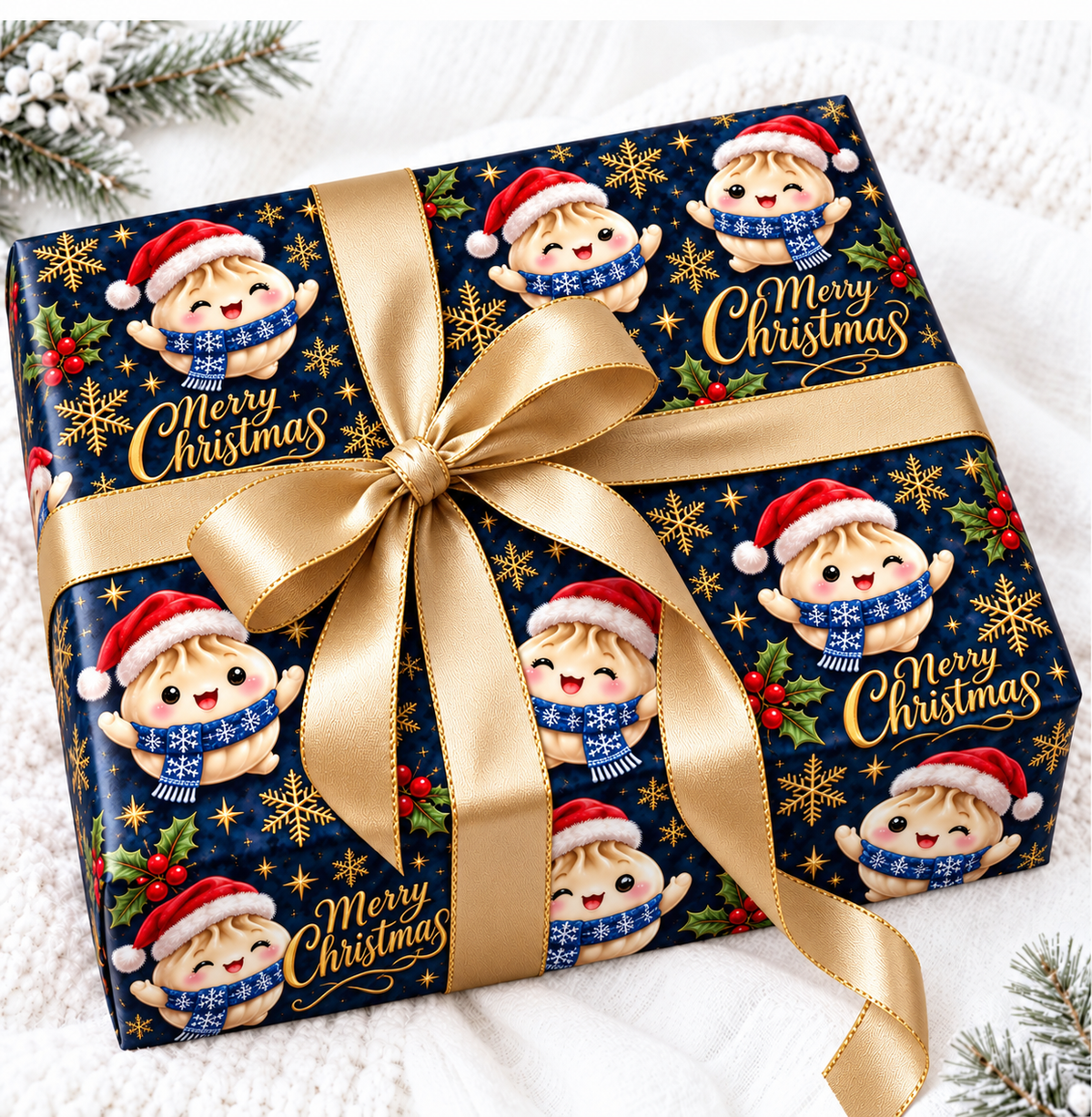 NAVY DUMPLING WRAPPING PAPER X5 ROLLS