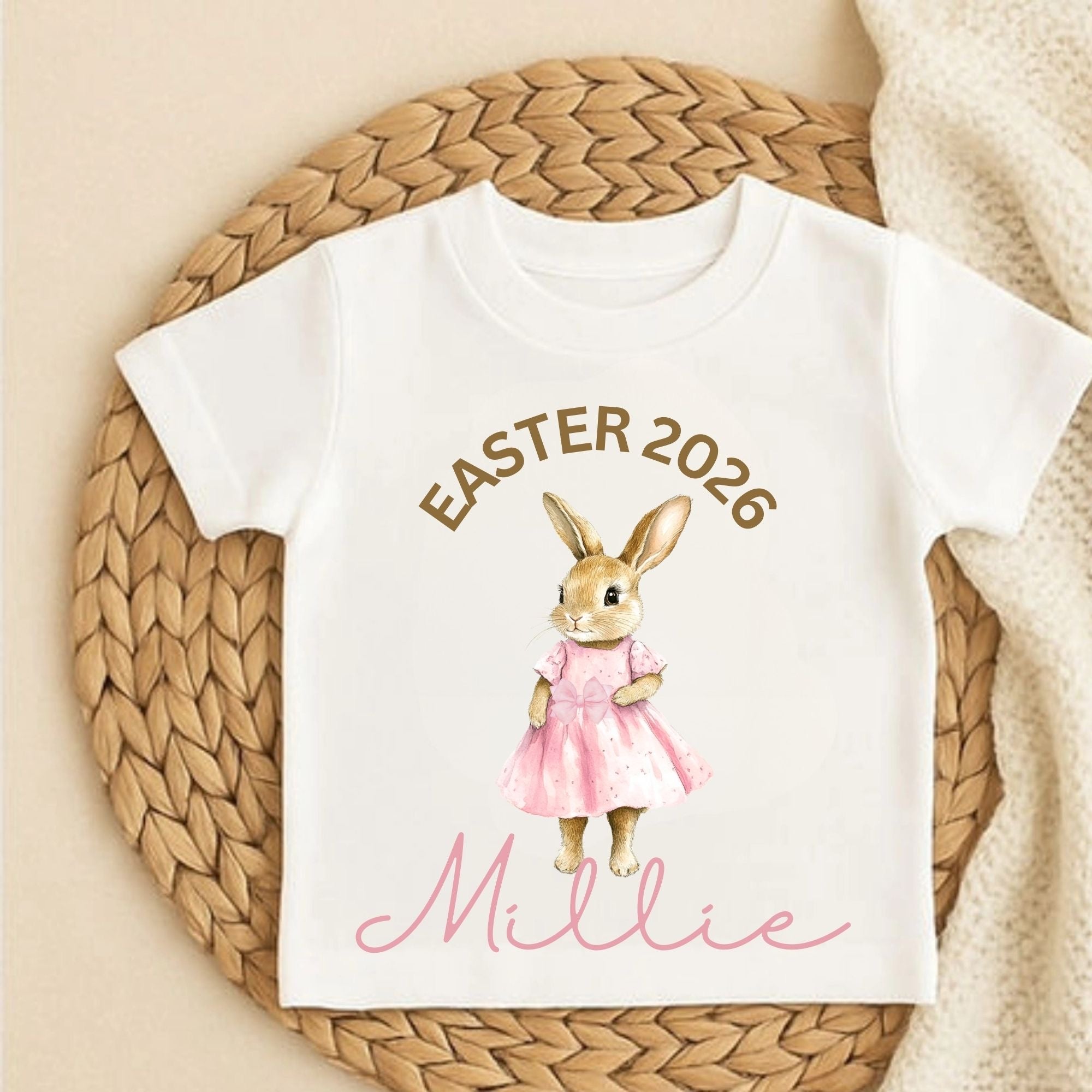 EASTER BUNNY PERSONALISED T SHIRT (MULTIPLE DRESS COLOURS)
