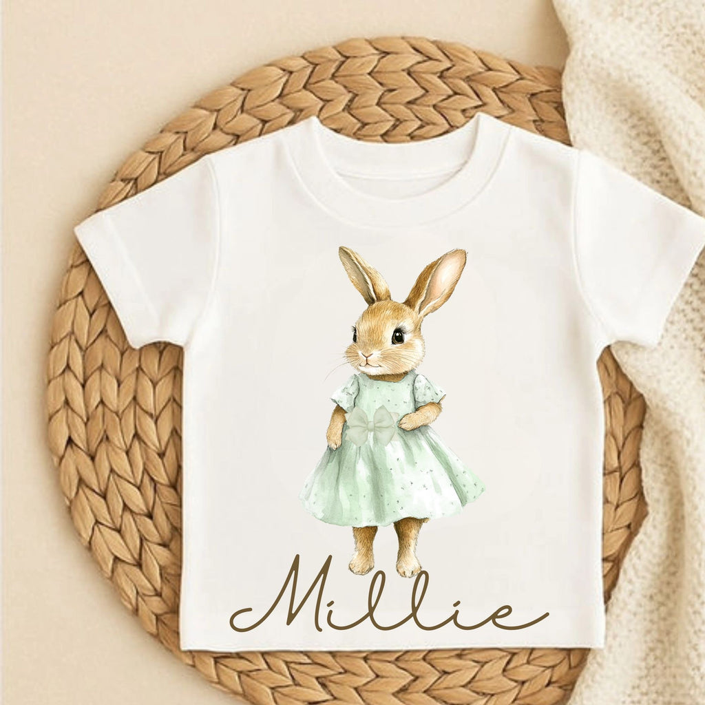 EASTER BUNNY PERSONALISED T SHIRT (MULTIPLE DRESS COLOURS)