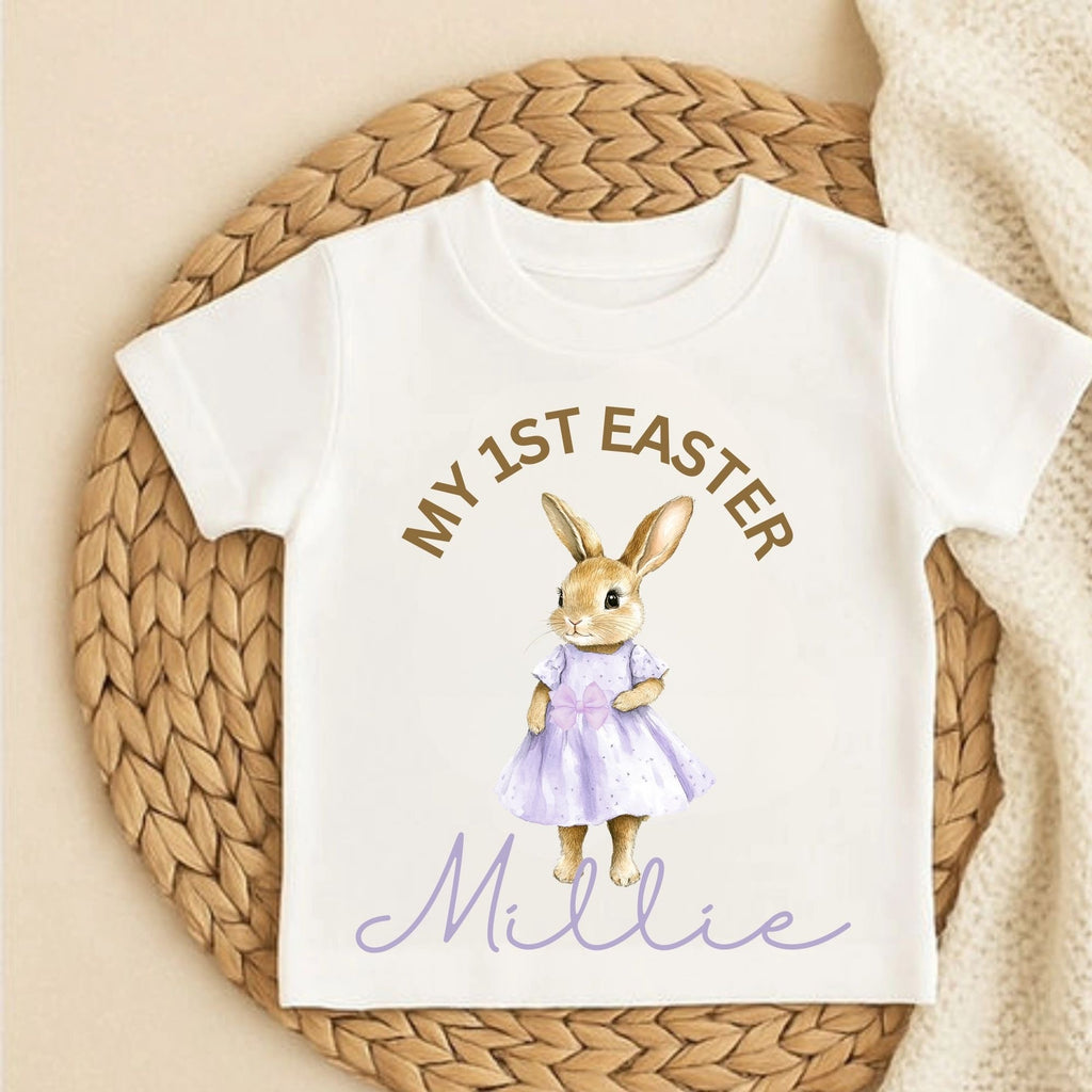 EASTER BUNNY PERSONALISED T SHIRT (MULTIPLE DRESS COLOURS)