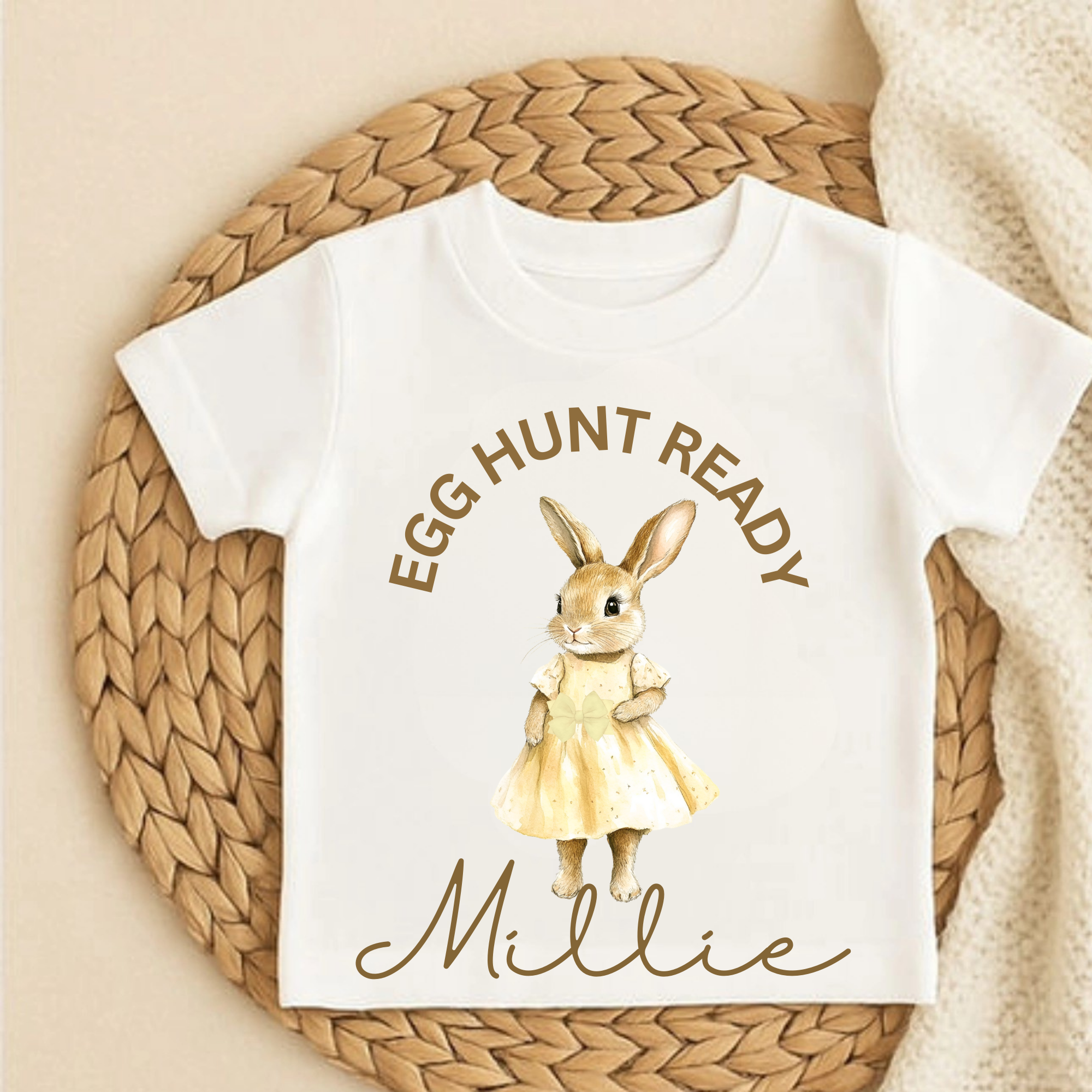 EASTER BUNNY PERSONALISED T SHIRT (MULTIPLE DRESS COLOURS)