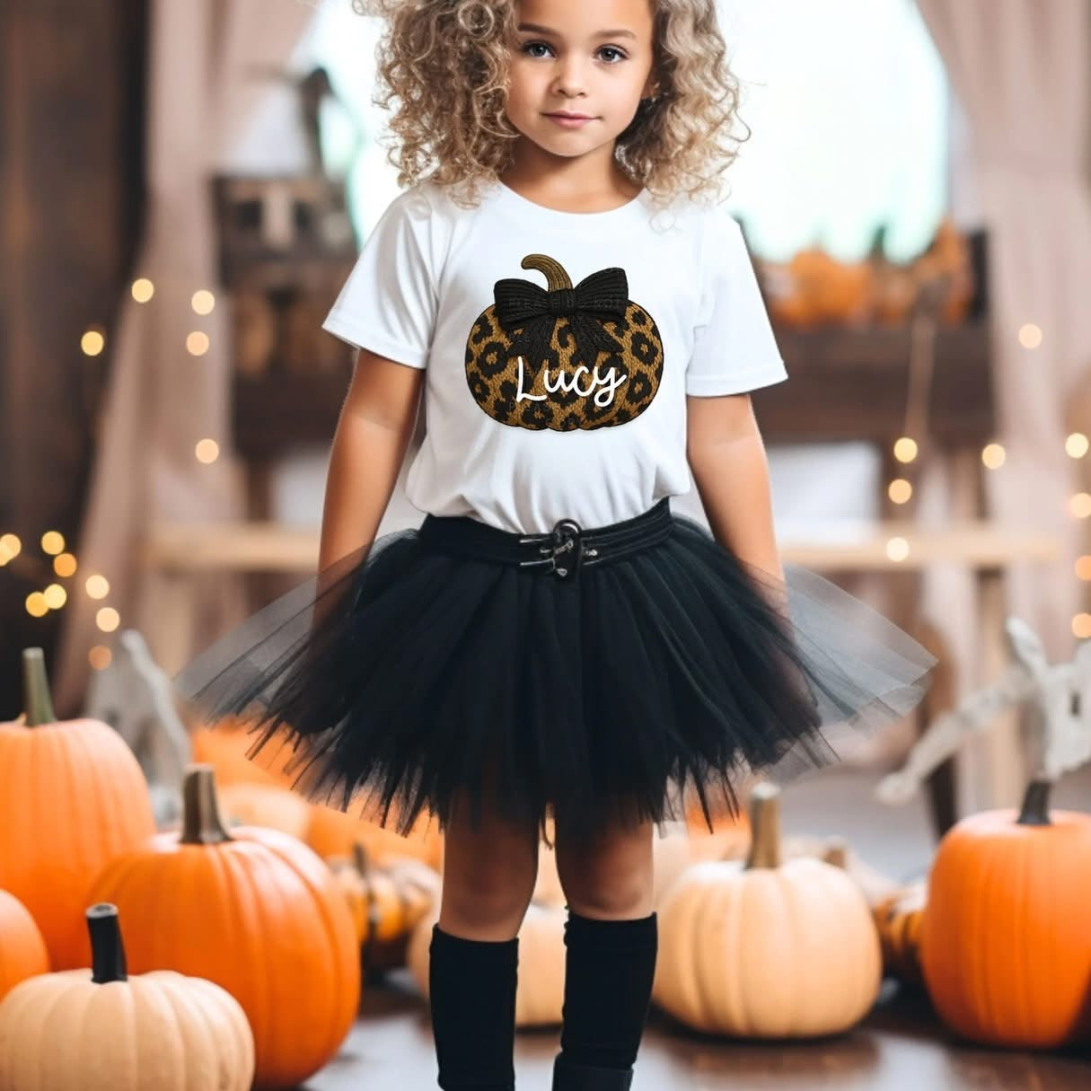 Personalised leopard pumpkin t shirt