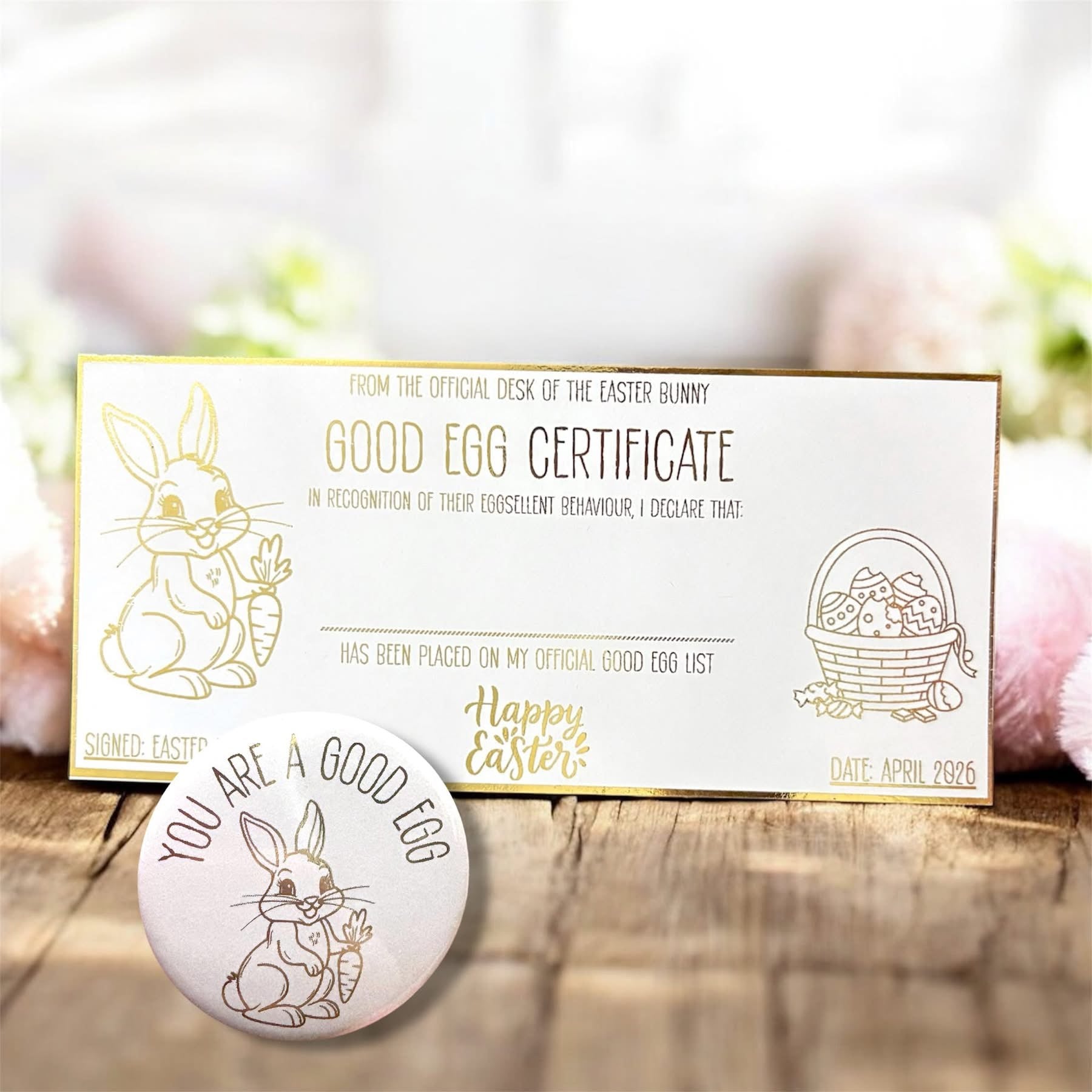 GOOD EGG PERSONALISED FOIL TICKET & BADGE SET