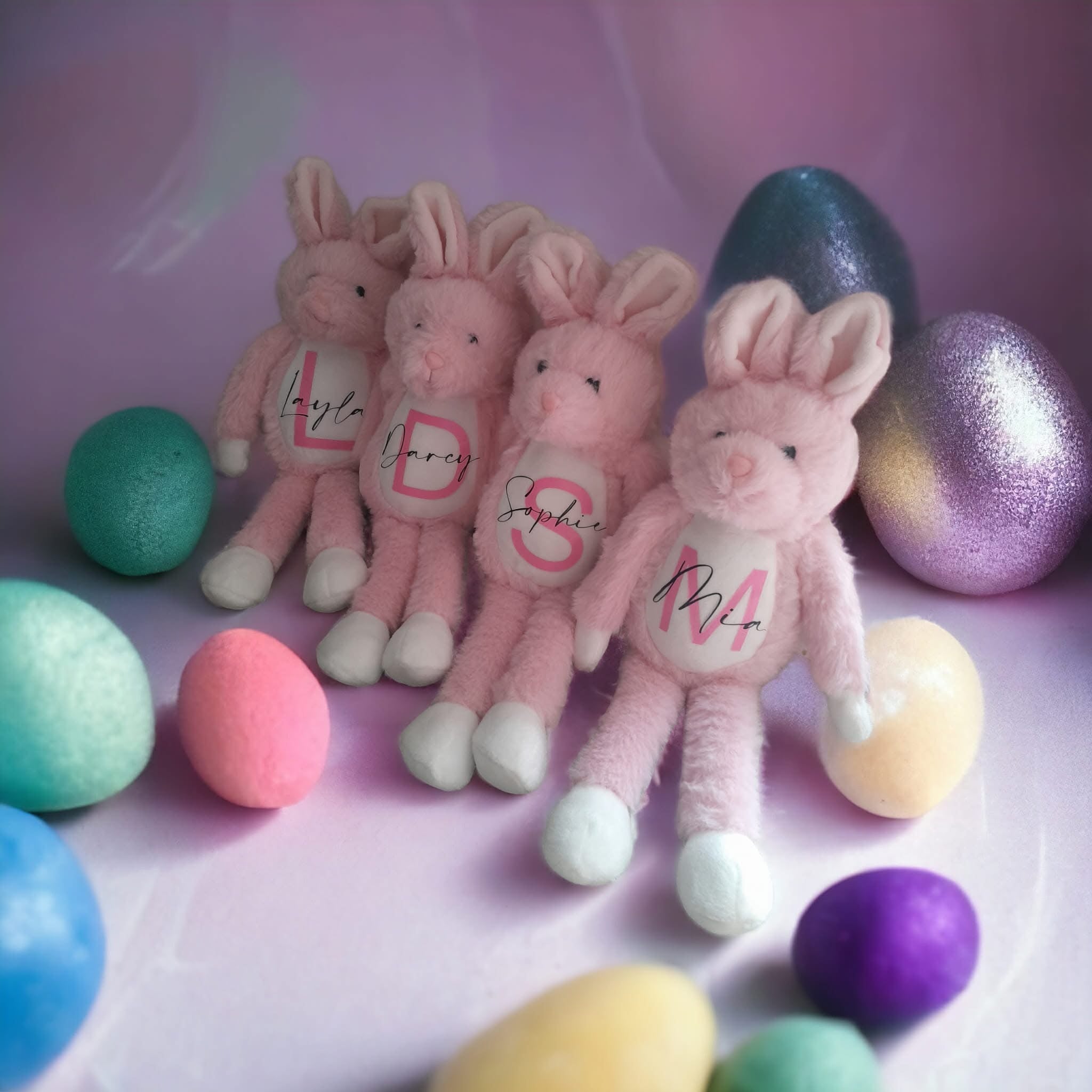 PERSONALISED 23CM PLUSH BUNNIES (multiple colour choices)