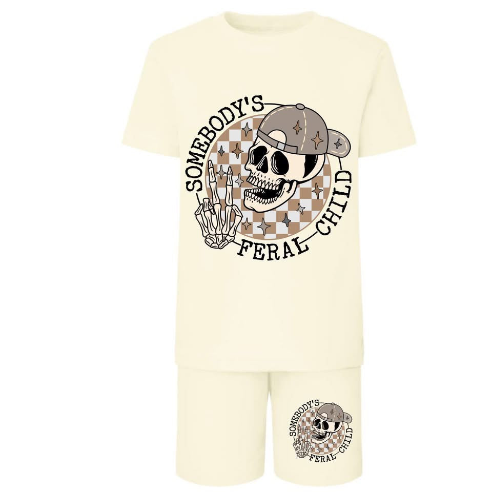 SOMEBODYS FERAL CHILD SHORTS SET