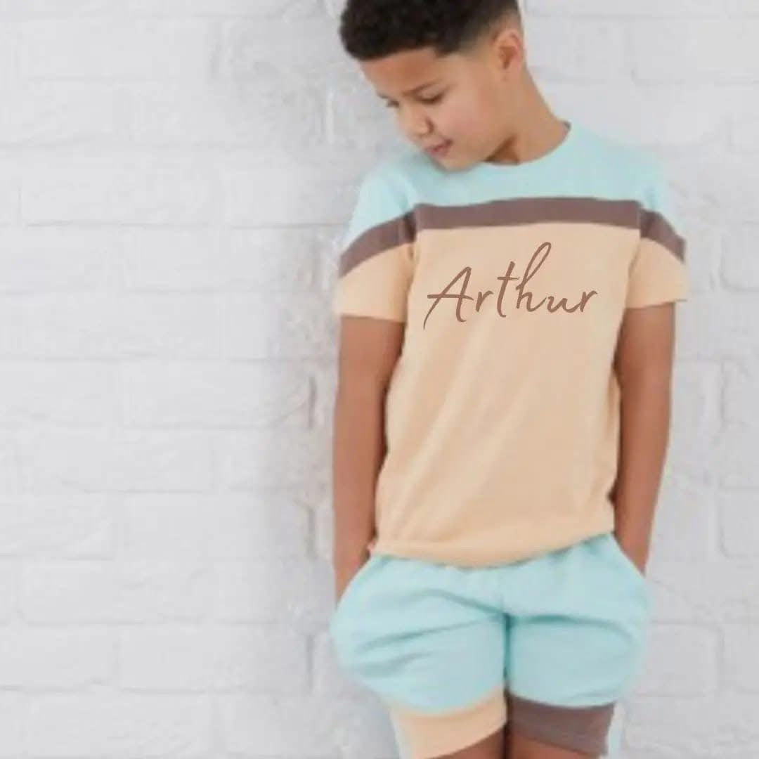 PERSONALISED BLOCK COLOUR SHORTS SET