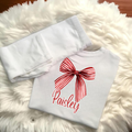 PERSONALISED PINSTRIPE BOW LEGGINGS SET