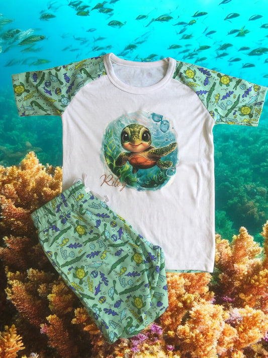Under the sea Baby Turtle Personalised Shorts set