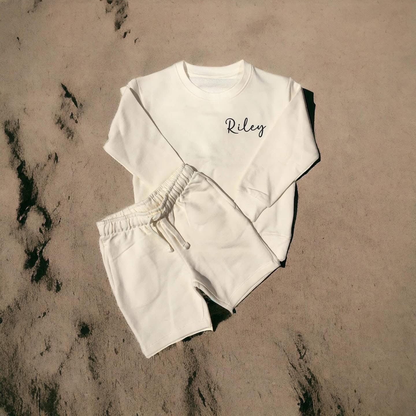 PERSONALISED OVERSIZED SWEATSHIRT AND SHORTS SET - OAT