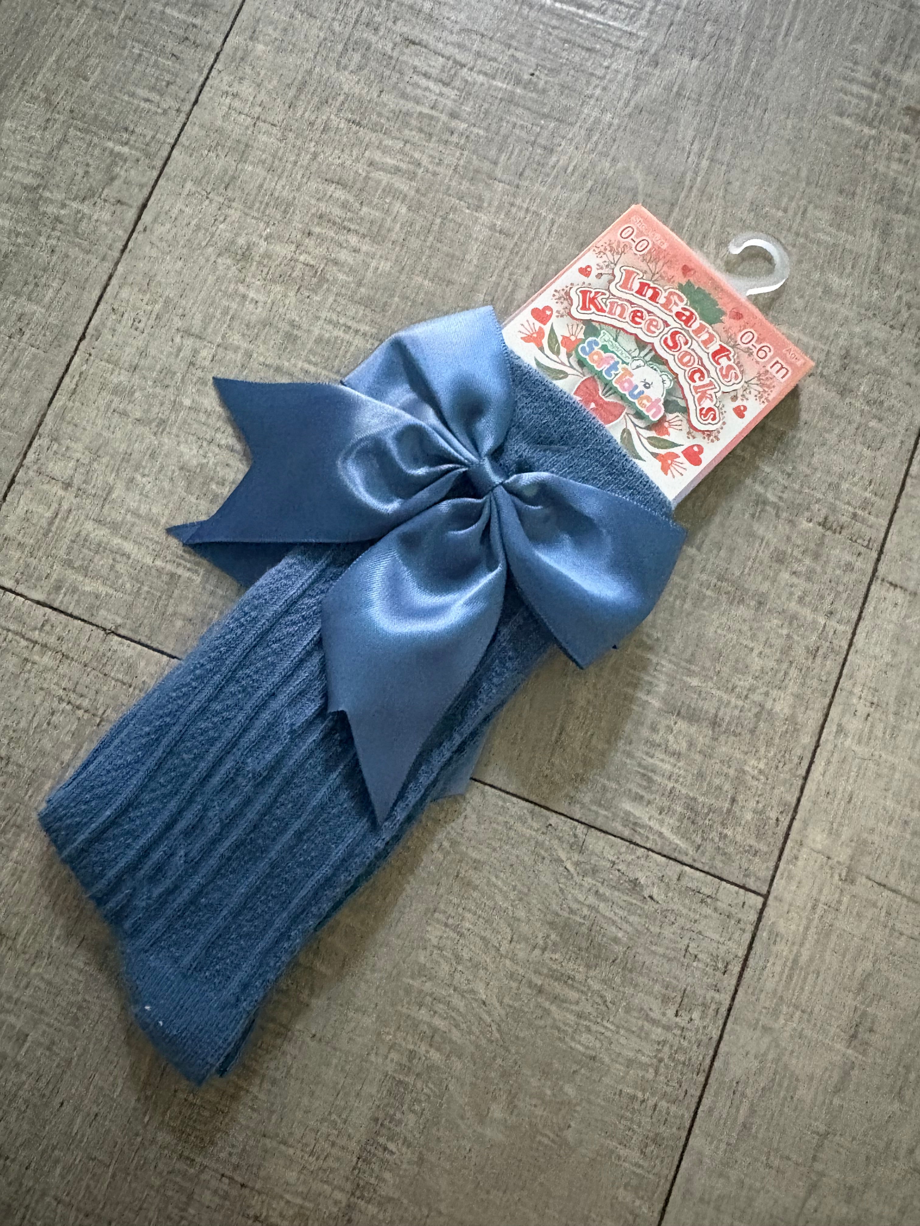 NAVY BOW SOCKS 0/6m