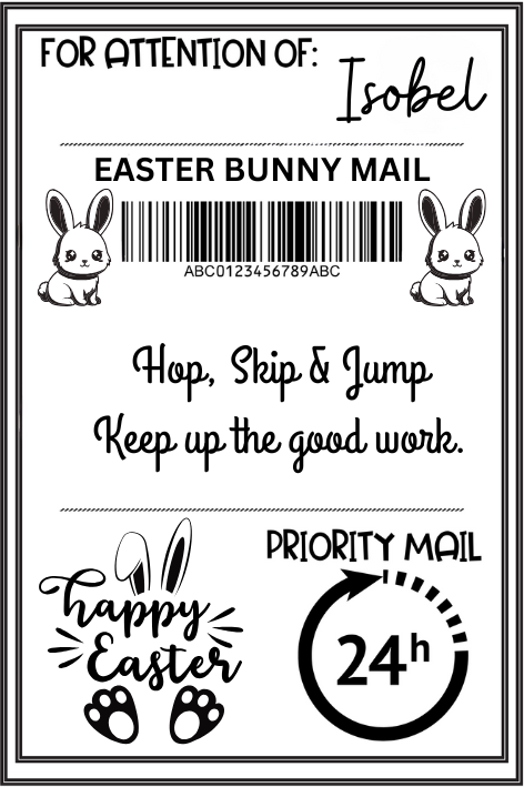 6X4INCH PERSONALISED EASTER BUNNY LABEL