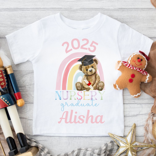Personalised Nursery Graduate 2025 T-shirt - Pink
