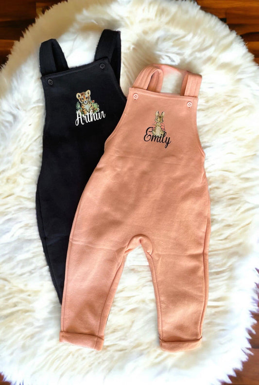 Personalised Fleeced Line Dungaree, (animal to your requirements)