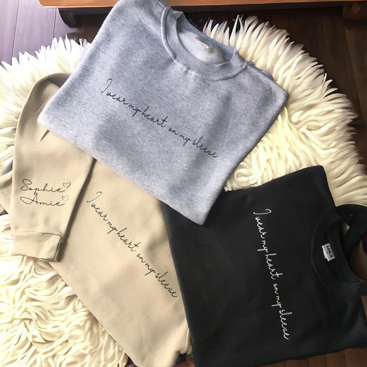 I Wear My Heart on My Sleeve ADULT Personalised Jumper